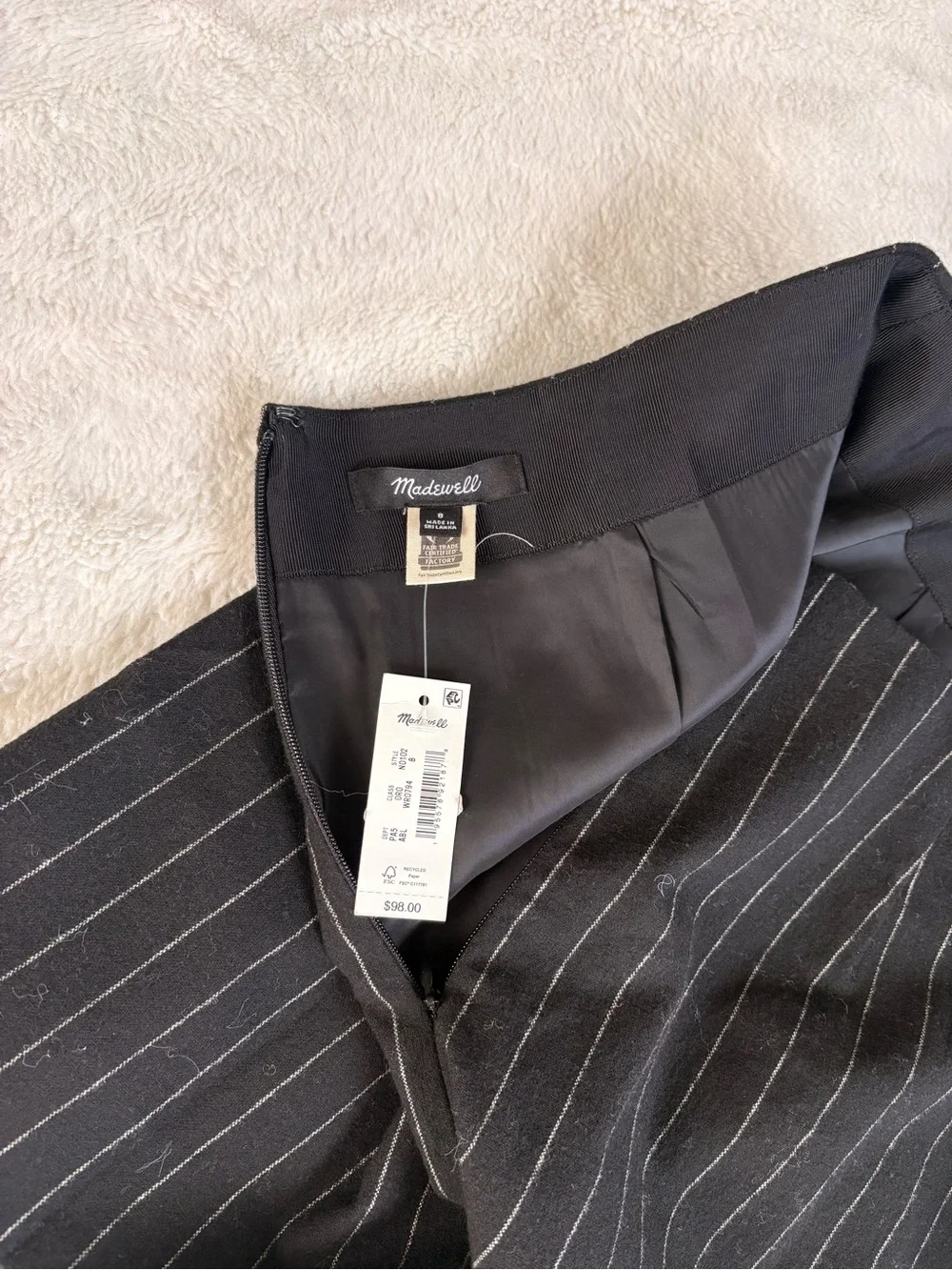 Madewell Wool Blend Miniskirt NWT, Size 8